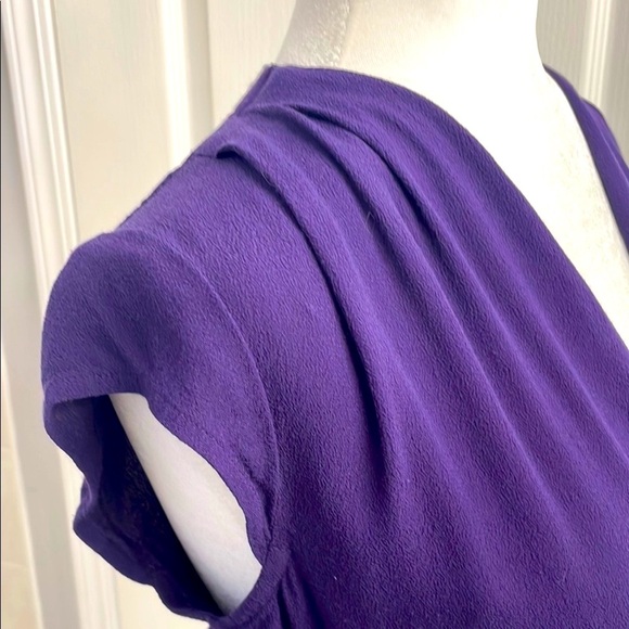 Anthropologie Maeve Purple Wrap Dress with Cap Sleeves V Neck Size XS - Picture 9 of 13